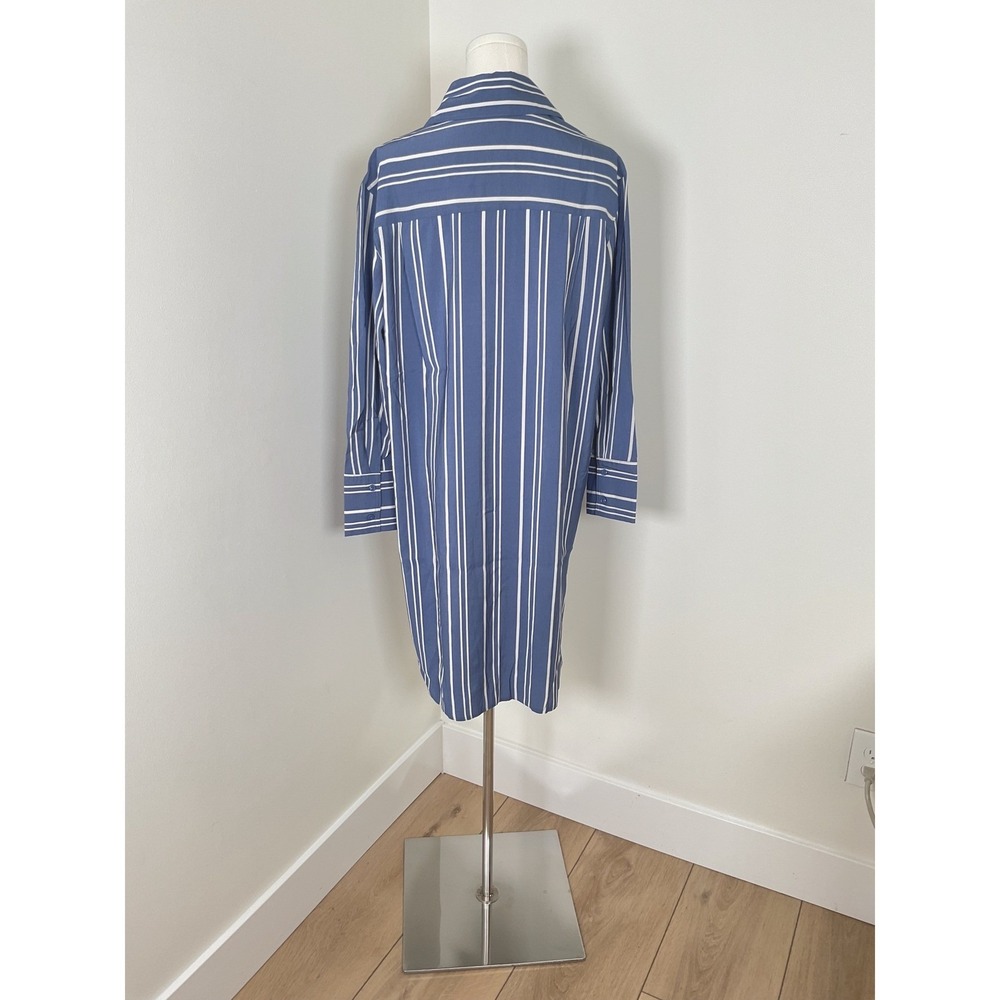 Topshop Striped‎ Oversized Shirt Dress Blue White XS Size 0-2 Button Down Career - Picture 7 of 13